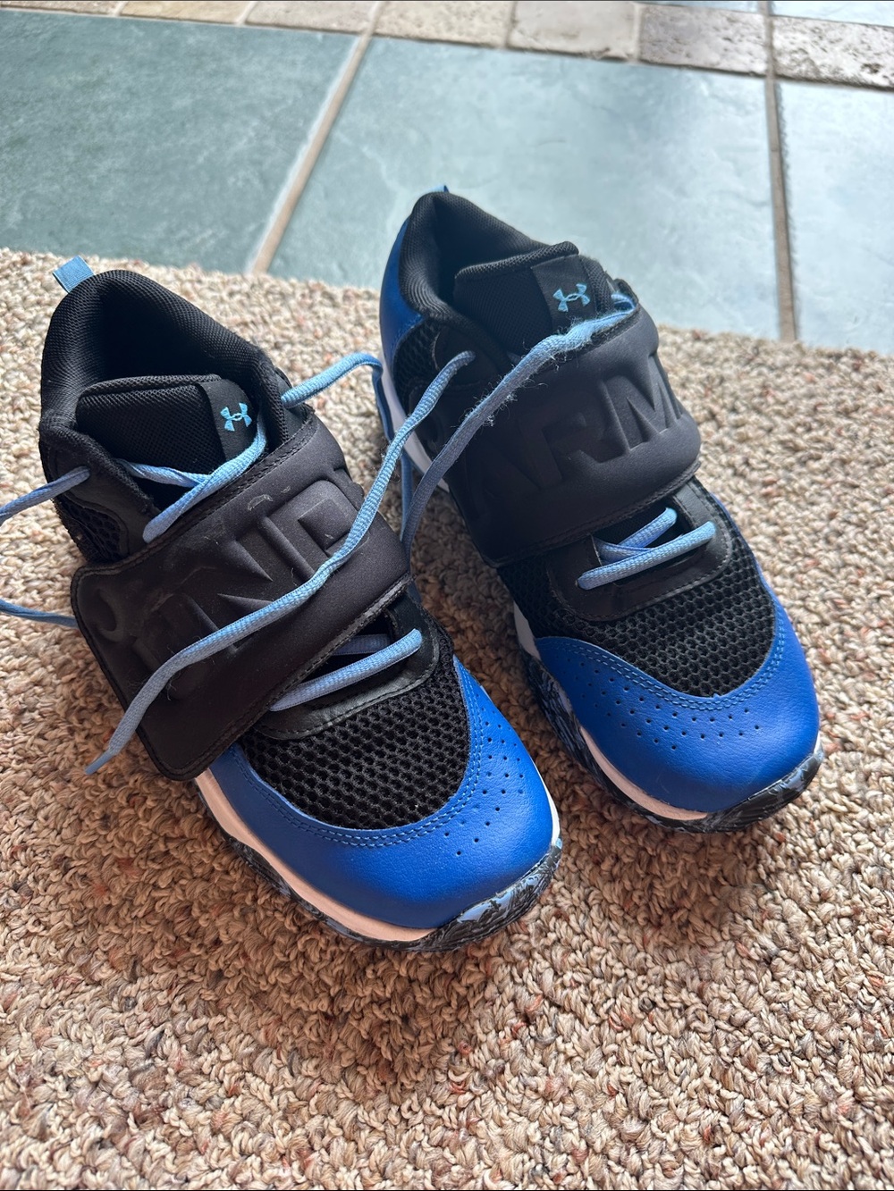 Under Armour Kids Blue and Black Velcro Strap Sneakers